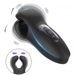 Men's Portable Electric Training Masturbator Rotating Sucking Feature Vibrator Sex Trainer Toy Bite Clamping Function Sexual